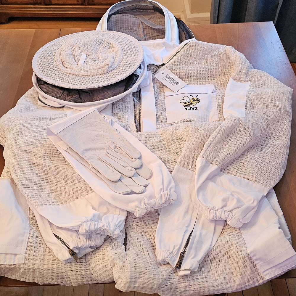TJVZ Beekeeping Suit with Gloves and Hat - White XL